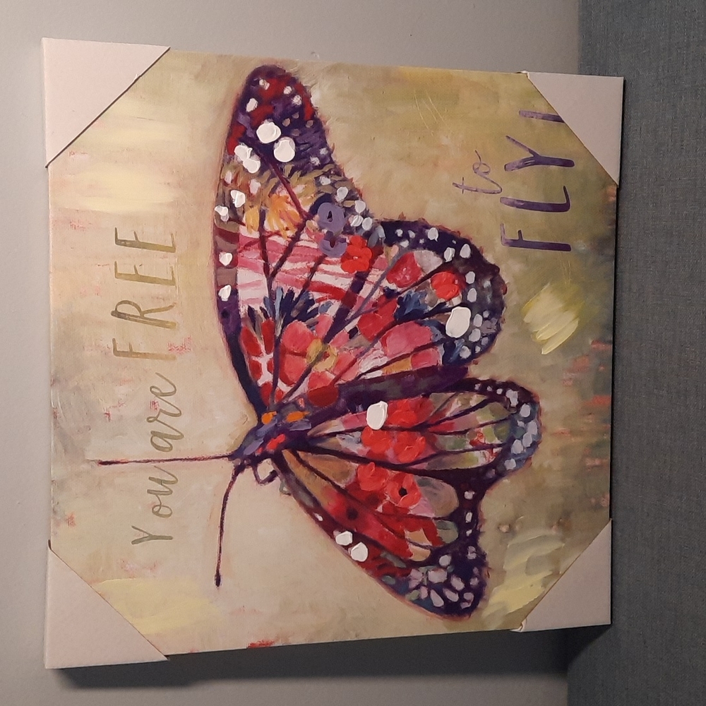 Butterfly Canvas Print "You Are Free To Fly" Wall Art Home Decor